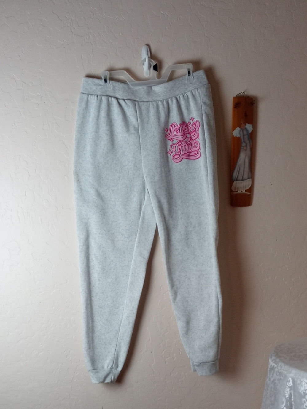 Bobbie Brooks Light Gray Sweatpants with Pink Script Accent